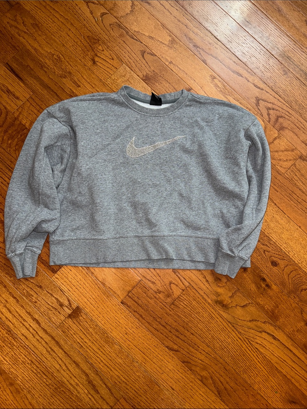 Nike Gray Crewneck Sweatshirt with Embroidered Swoosh